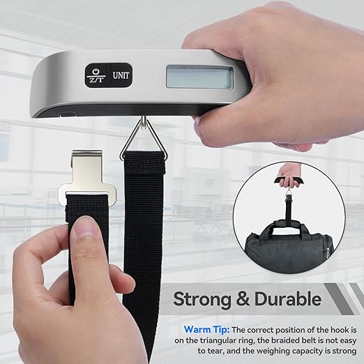 Luggage Scale 2 Pack Dr.meter Travel Scale Essentials Backlight LCD Display 110lb/50kg Luggage Weight Scale Portable Handheld Scale with Rubber Paint, Temperature Sensor, Battery Included