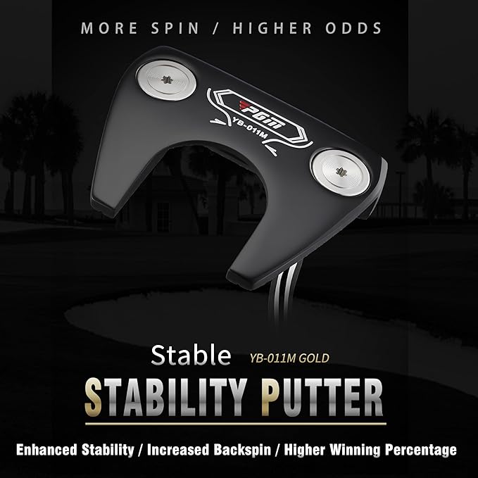 PGM TUG024 CNC‑Milled Low‑CG Golf Putter with Alignment Line & Oversized Grip – Tungsten Counterweight, Stainless Shaft, Men’s Right‑Handed