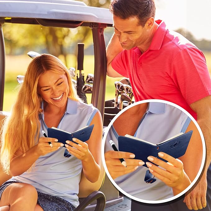 Yexiya Golf Scorecard Book with Pencil Leather Golf Journal Scorecard Holder Accessories Notebook Log Book Pocket Scorebook Gifts for Men Golfers, Sports and Outdoor Club Accessories