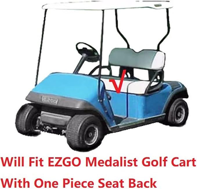 Huskey 4PCS Golf Cart Front/Rear Seat Covers for EZGO Medalist/TXT 94-13 Custom Two-Tone Black/Limegreen Diamond Stitching with Limegreen Piping, Marine Grade Vinyl Material, Staple on Design