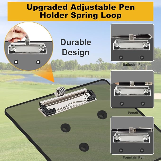 Golf Cart Scorecard Holder with Pen Holder on Golf Cart Steering Wheel for EZGO Club Car Yamaha Golf Carts（Note Do Not Include Golf Cart Steering Wheel