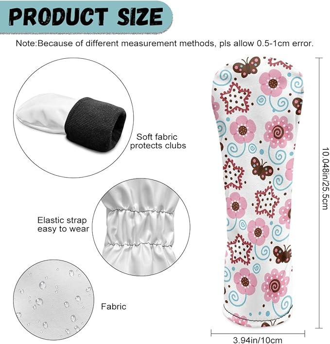 Golf Club Head Covers for Club Protective, Waterproof PU Leather Driver Fairway Wood Hybrid Head Cover