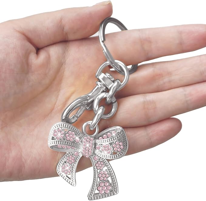 Sparkly Bow Bag Charm Rhinestone Bow Purse Charms Bows Keychain Women Bag Charm for Handbag