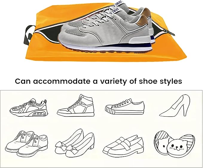 Golf Smell Proof Shoe Bag Lightweight Waterproof Zippered Sport Shoe Carrier Bags Golf Soccer Shoe Storage Organizer for Gym Sports Travel Work Golf Aceesories (Orange, US size 14)