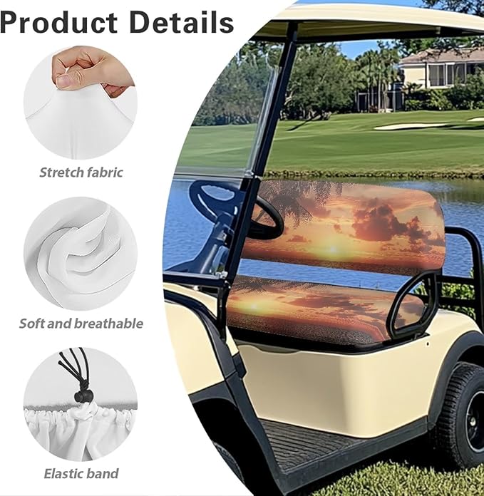 Golf Cart Seat Covers, Universal Fit & Nonskid Bottom Fits for Club Car 2 Person Seats Golf Carts