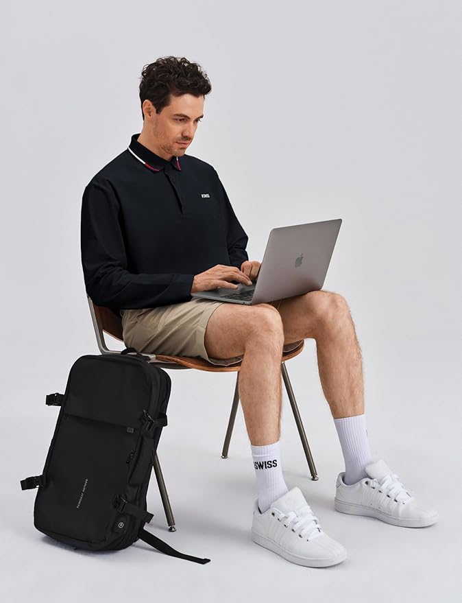 K-Swiss Men's Long Sleeve Polo Shirts - Golf Tennis Dry Fit Performance Moisture Wicking Casual Collared