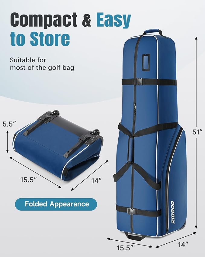 Golf Travel Bags for Airlines with Wheels, Soft-Sided 900D Oxford Cover, Padded Club Protection, Universal Fit Golf Gifts for Men and Women