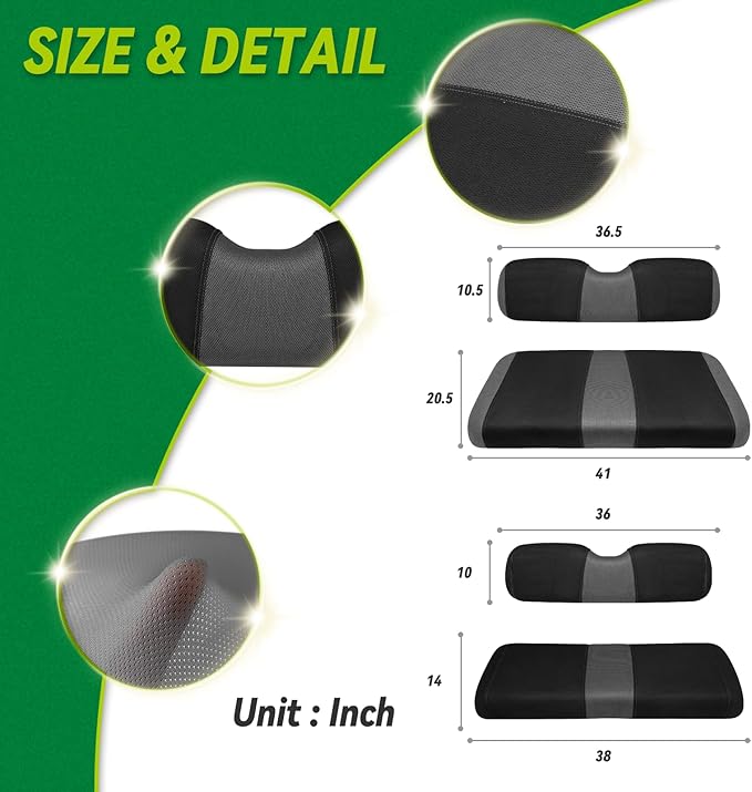 Universal EZGO TXT Golf Cart Seat Covers Dress UP Older Durable Breathable Material Golf Cart Front Seat Cover Fit Like a Glove, Easy to Install, Machine Washable