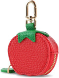 XSUIOY Orange Fruit Coin Purse Keychain Bag Charm, Mini Leather Coin Purse & Pouch Airtag Holder Keychain, Kawaii Bag Charms for Handbag, Tote, Keys, Airtag, Gifts for Girls & Women