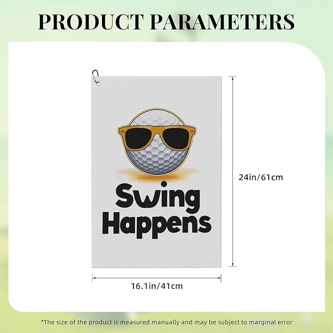 Funny Golf Towel with Carabiner Clip 24"x16" Cute Fun Golf Towels for Golf Bags Microfiber Waffle Golfs Rag for Disc Balls Clubs Golfs Accessories for Men Women Dad Husband