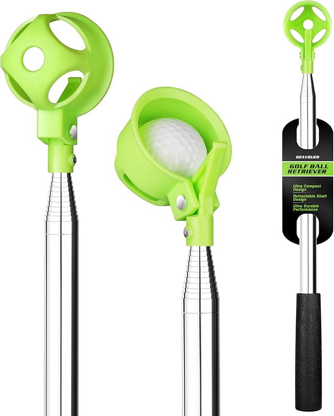Golf Ball Retriever for Water，9Ft/12Ft/14.5Ft/16.3Ft Telescopic Stainless Steel with Locking Clip Golf Ball Retriever