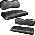 NOKINS 4PCS Golf Cart Diamond Seat Covers Kit,Front and Rear Seat Covers Fits for EZGO/Club Car/Yamaha Original Regular Seat Cushion, No Stapler