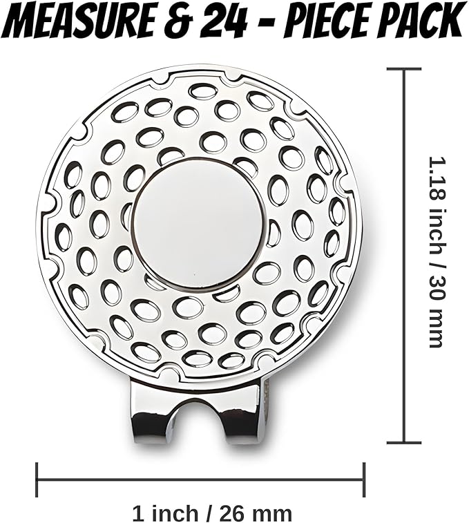 24 PCS Magnetic Golf Hat Clips Ball Marker Holder for Golf Gloves Hats Bags Caps Visor Belt