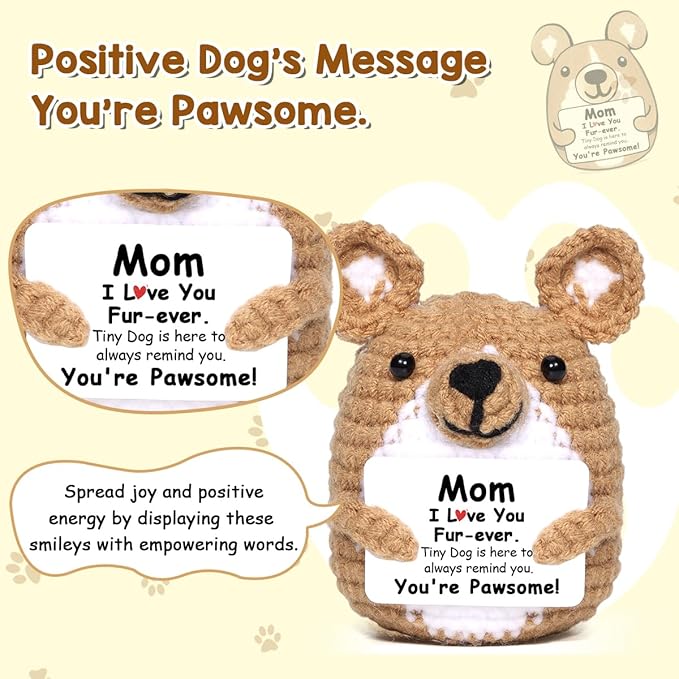 AICase Funny Dog Gifts for Mom from Daughter Son, Mothers Day Birthday I Love You Handmade Crochet Christmas Cute Small Things Stuff Presents for Women Corgi Lovers Easter Mama Mother in Law