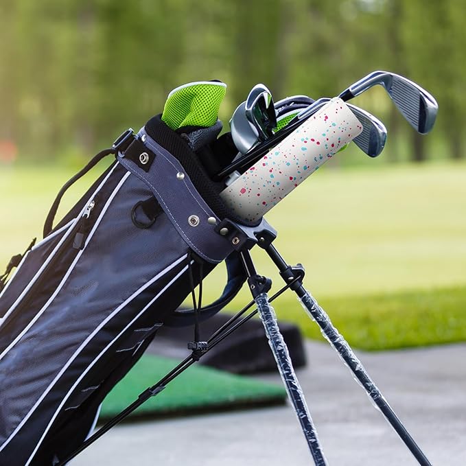 FINGER TEN Golf Alignment Stick Cover Headcover Rods Holder Case Leather 14''× 2'' in USA Black White Green Hold at Least 2 Sticks