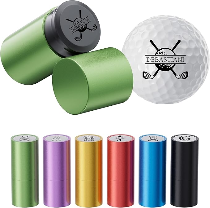 Personalized Golf Ball Marker Stamp, Self-Inking Marker, Reusable, Waterproof & Quick-Dry, Concave Design Permanent Marking with Metal Storage Case Best Gift for Golfer Birthday