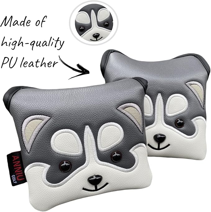 Lovely Golf Mallet Putter Cover Head Cover Headcover, Magnetic Putter Cover Mallet for Men, PU Leather Golf Club Cover Protection, Golf Mallet Putter Headcover for Golf Clubs