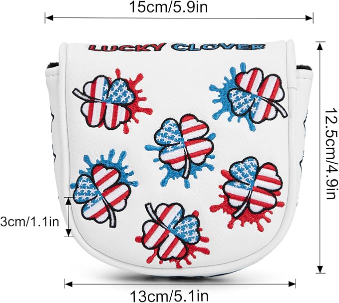 Golf Club Head Covers for Driver Cover, Fairway Wood Cover Hybrid Head Cover, USA Style Premium Leather Golf Headcovers Fits Golf DF3 Putter, Blade Putter Cover, Fits Most of Golf Club Covers