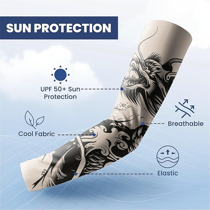 Cooling Arm Cover For Men & Women - Uv Sun Protection Arm Sleeves For Driving Golfing Fishing Cycling Hiking (L)