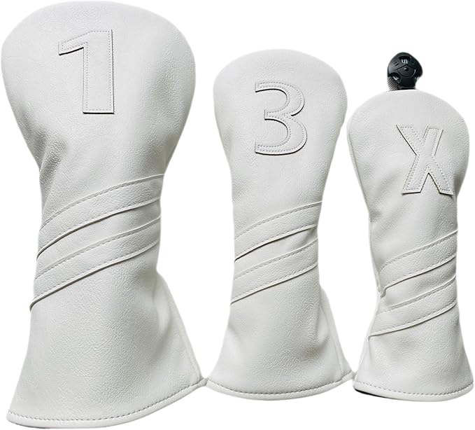 1pc Golf Club Head Cover Or 3pcs Golf Club Covers for Driver 3 Wood and Hybrids - White Golf Driver Headcover Fairway Wood Head Cover Hybrid Headcover Designed for All Brand
