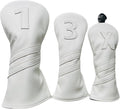 1pc Golf Club Head Cover Or 3pcs Golf Club Covers for Driver 3 Wood and Hybrids - White Golf Driver Headcover Fairway Wood Head Cover Hybrid Headcover Designed for All Brand