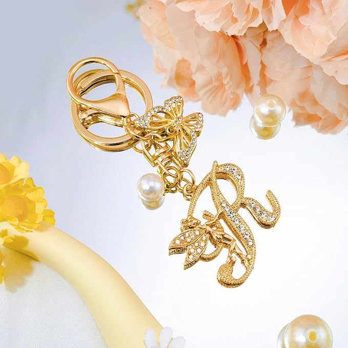 Initial Keychain Bag Charm Women Purse Charms for Handbags Accessories Charm for Wallet Butterfly Pendant for Girls