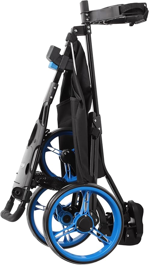PRECISE Cruiser 3-Wheel Golf Push Cart with Stabilizer Rods & Foot Brake – Lightweight Folding Golf Trolley with Ergonomic Handle, Detachable Storage Bag & Scorecard Holder