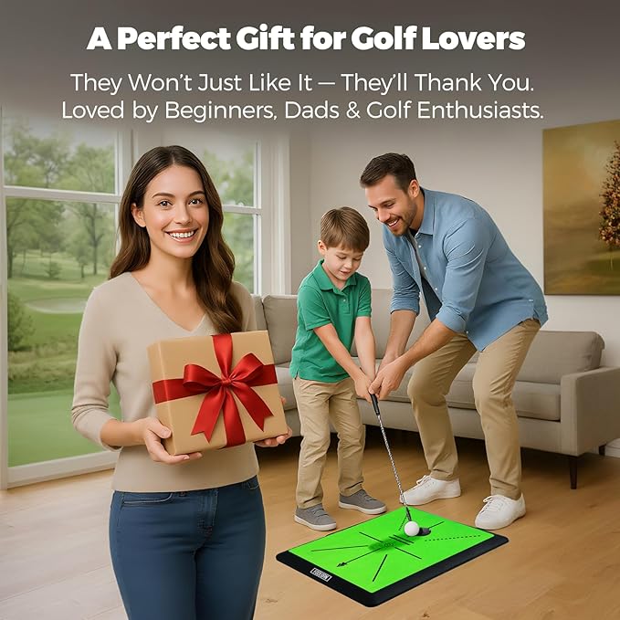 Golf Hitting Mat – Practice Mat with Swing Path Feedback & Impact Detection – Indoor/Outdoor Use – Golf Swing Trainer for Home Training – Gift for Golfers, Beginners & Pros