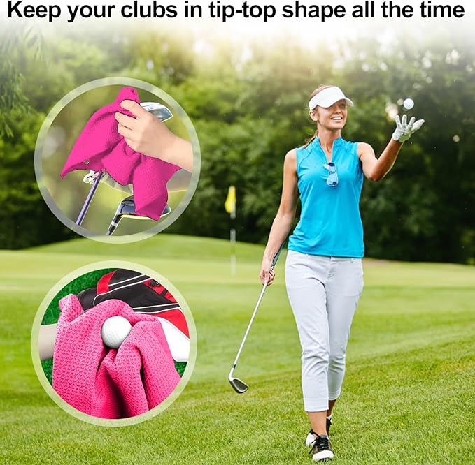 3 Pack 16" X 16" Golf Towels for Golf Bags, Premium Waffle-Pattern Golf Towel with Carabiner Clip, Super Absorbent Microfiber Towel, Golf Accessories for Bag.3 Pcs Darkpurple