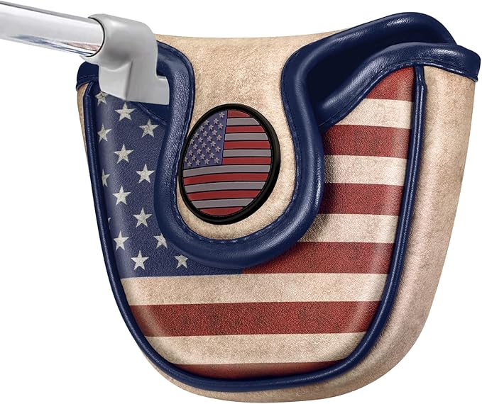 Golf Club Head Cover, Premium Leather Elegant Embroidery Fairway Wood Headcover Interchangeable No. Tags 3 4 5 7 X, Mallet Putter Cover with Magnetic Closure