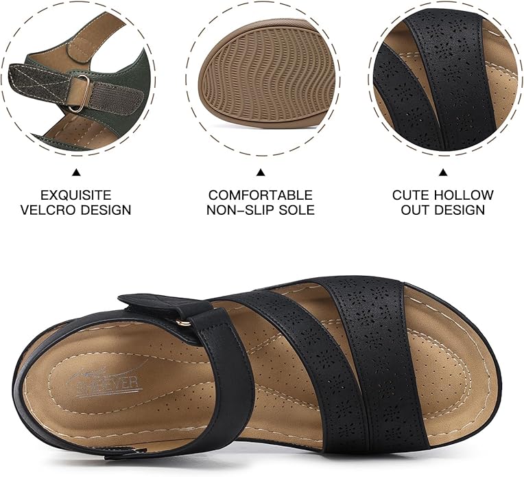 SHIBEVER Women's Wedge Sandals Platform: Comfortable Dressy Arch Support Ankle Strap - Summer Open Toe Women Sandals