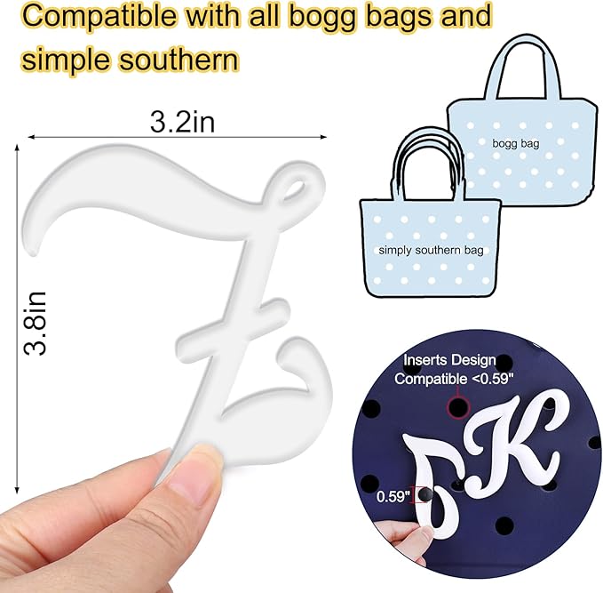 Mity rain Letter Charms for Bogg Bag，Alphabet Lettering Accessories Charms Compatible with Bogg Bag Original All Models, Insert Decorative Letter for Handbag Beach Tote Bag Z