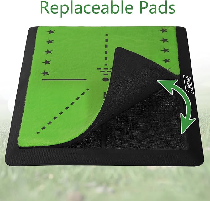 Golf Hitting Mats for Swing Path Feedback Reusable Anti-Slip Rubber Backing Extra Replaceable Dual Velvet Pad Fit in Indoor Outdoor Golf Swing Practice (16 X 12 in) Gifts for Golfer