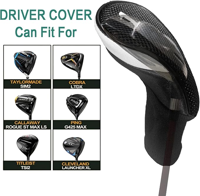 FINGER TEN Golf Club Head Covers Woods Driver Fairway Hybrid 3/4/5 Set, Headcovers Men 1 3 5 7 X Interchangeable Number Tag, Fit All Wood Clubs