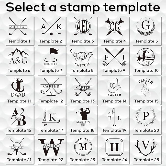 Personalized Golf Ball Stamp – Custom Golf Ball Marker Stamp with Name, Initials, Logo or Year – Self-Inking, Waterproof, Refillable Ink – Golf Accessories Gift for Men, Dad, Golfer (Style 2)