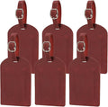 Ringsun Genuine Leather Luggage Tag for Suitcases ID Tags Bag Tags for Luggage (6 Pack, Red)