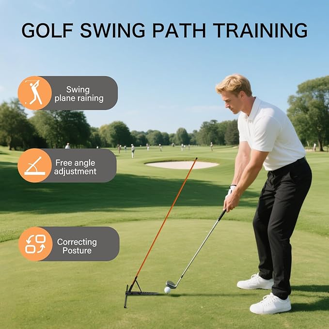 Golf Alignment Stick Holder, Golf Training Aid Teaching Equipment for Aiming, for Putting, Aiming, Full Swing Trainer, Posture Corrector, Golf Swing Trainer with Metal Sticks