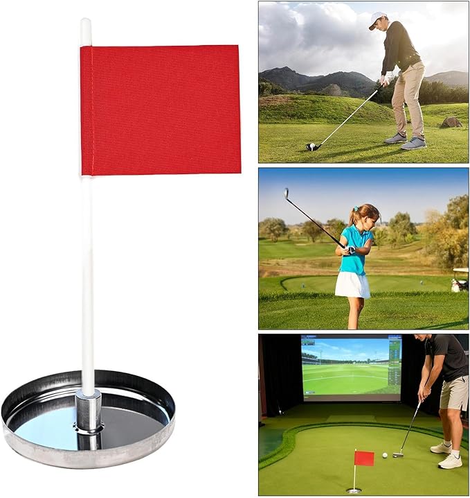 Golf Flag Set – Flags and Hole Cups, Green Cups with Portable Flagsticks | Ideal for Putting and Chipping Practice On Courses Or Backyard Driving Range for Skill Improvement Fun Activities