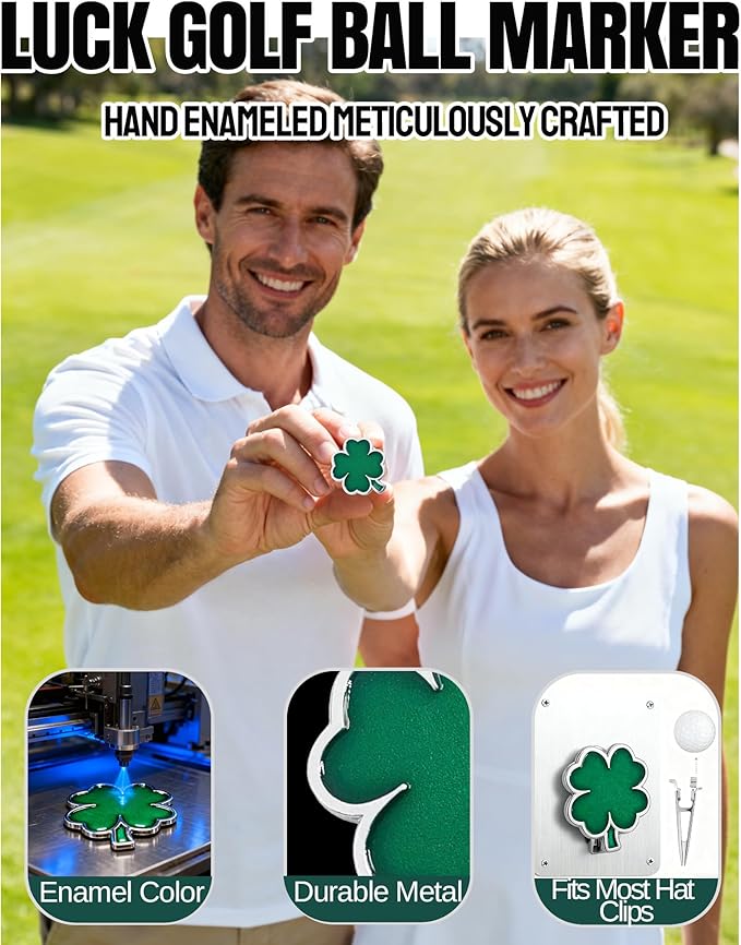 50 Pcs Golf Ball Markers - Four Leaf Clover, Cute Funny Novelty Golf Markers, Golf Accessories Gifts Ball Position Marking Disc for Men Weman Golfers