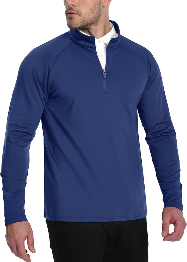 TACVASEN Men's Quarter Zip Pullover Fleece Lined Thermal Long Sleeve Golf Shirt 1/4 Zip Warm Winter Sweatshirts