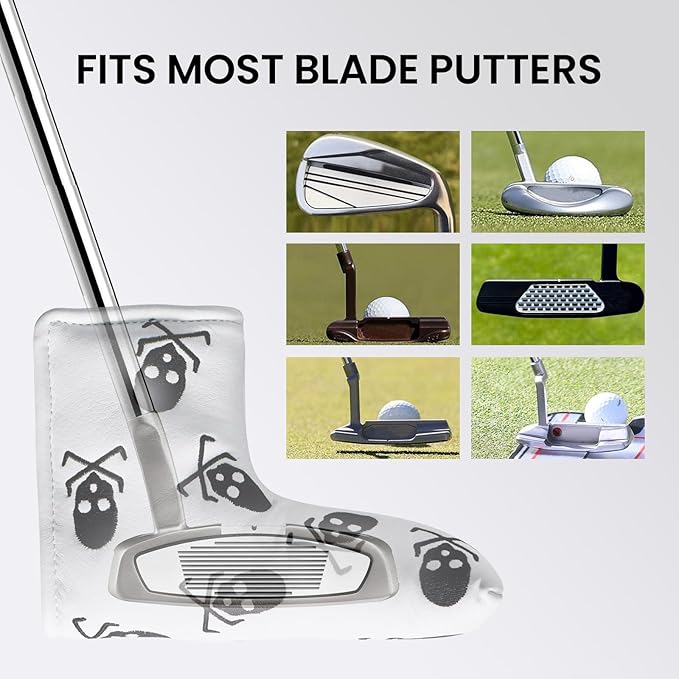 FINGER TEN Golf Blade Putter Cover Premium Synthetic Leather Stylish Design, Universal Headcover Waterproof Protection, Durable Headcovers Covers Fit Most Blade Putters for Men Women