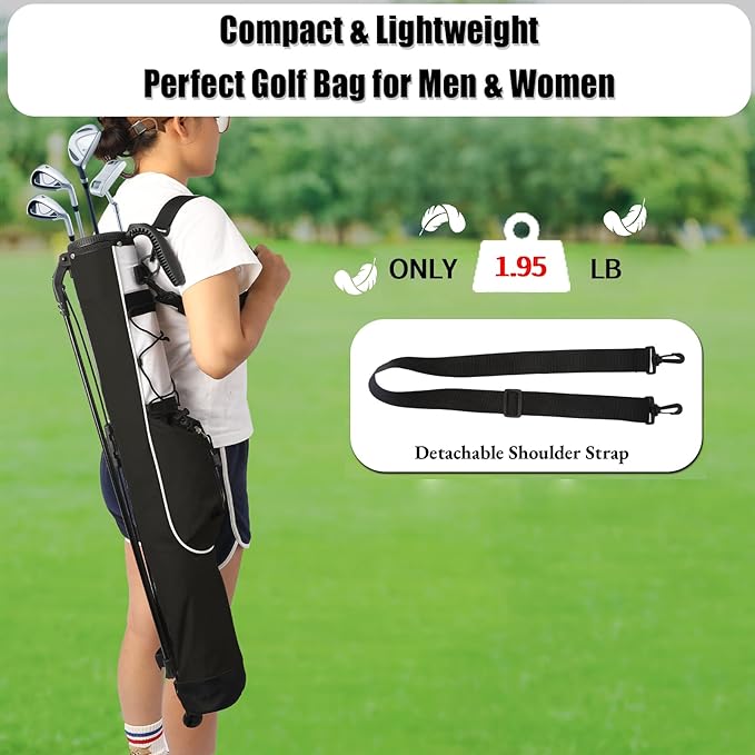 Golf Stand Bag, Small Lightweight Golf Bag for Men/Women, Easy to Carry and Durable Pitch n Putt Golf Bag for Driving Range, Par 3 and Executive Courses