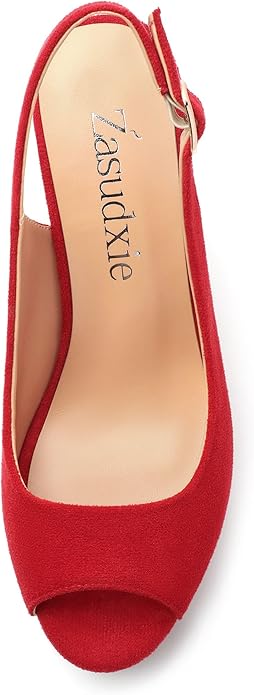 Womens Wedge Platform Sandals Peep Open Toe Slingback Buckle High Heel Dress Shoes Pumps Suede 3.94 Inch