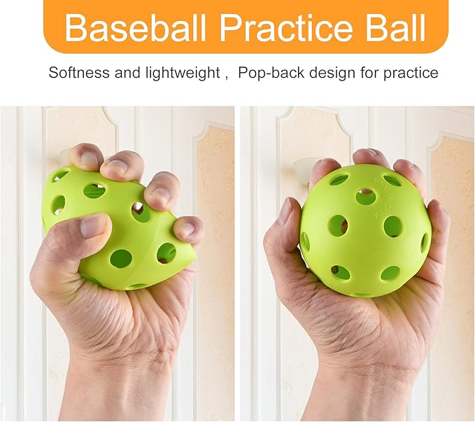 Coopay 12/50/100 Pack Baseball Practice Balls Plastic Training Balls Lightweight Hollow Softballs with a Drawstring Bag for Hitting, Baseball Training Indoor Outdoor Use
