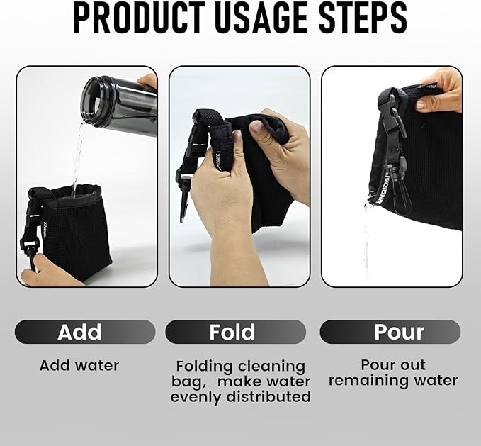 Golf Club and Golf Ball Cleaning Bag - Cleans Club Grooves, Waterproof Clean Face Tech, Detachable Clip, Machine Washable, Stay-Dry Exterior,Golfer Gifts for Men(2, Black)