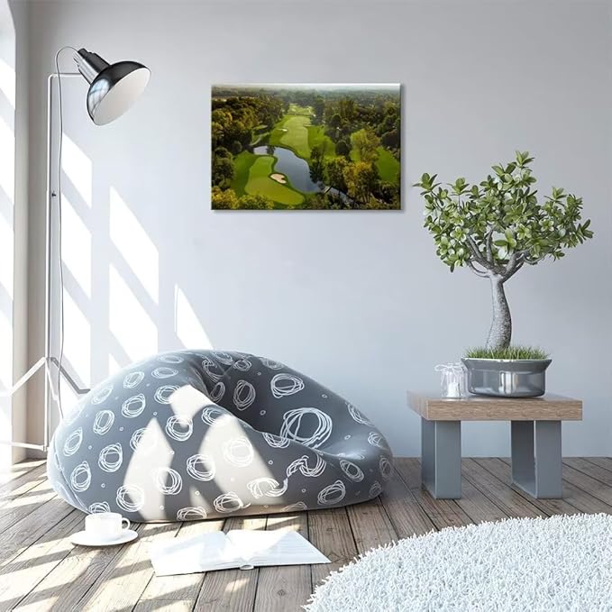 chenchenArt USA Ohio Golf Course Wall Art for Office Living Room Bedroom Home Decorations Ohio Golf Course Picture Poster Canvas Prints Modern Artwork Framed Ready to Hang(12''H x 16''W)