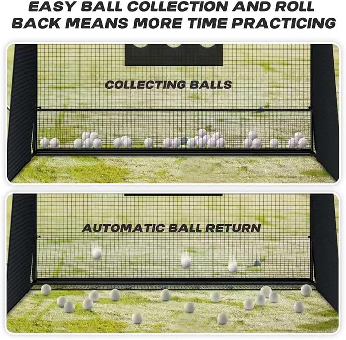 MR Golf Hitting Net 10’x10’ with Side Barriers, Extra Large Golf Practice Net with Ball Return System, Golf Simulator