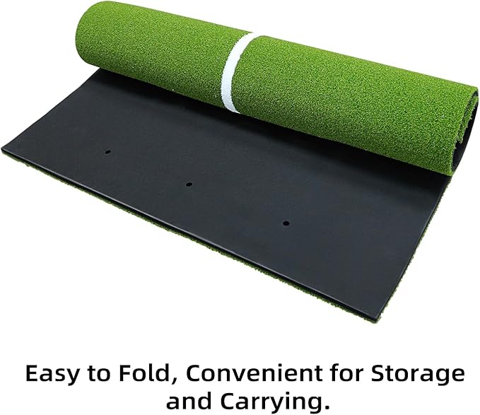 Golf Mat 5x4ft Thicken Golf Hitting Mats Outdoor, Golf Practice Swing Mat, Golf Stance Mat, Golf Training Aid, Non-Slip/High-Elastic Base, w/ 10 Golf Tees & 8 Golf Balls