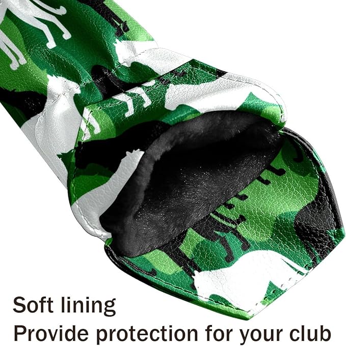 3 Pack PU Leather Golf Club Head Covers - Driver, Fairway Wood & Hybrid, Funny Golf Accessories, Ideal Golf Gift Colorful Line Seashell