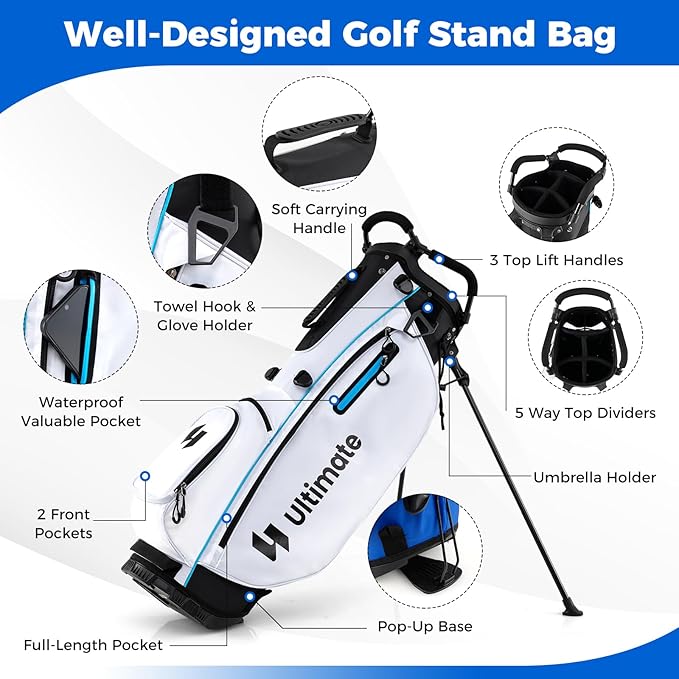 ULTIMATE 12 Pieces Men's Complete Golf Clubs Set w/Golf Stand Bag, 460cc #1 Driver, #3 Fairway, #5 Hybrid, #5#6#7#8#9#P#S Irons, Putter, Full Right-Handed Golf Set for Men